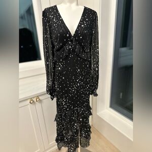Nasty Gal Black Star Print Long Sleeve Dress